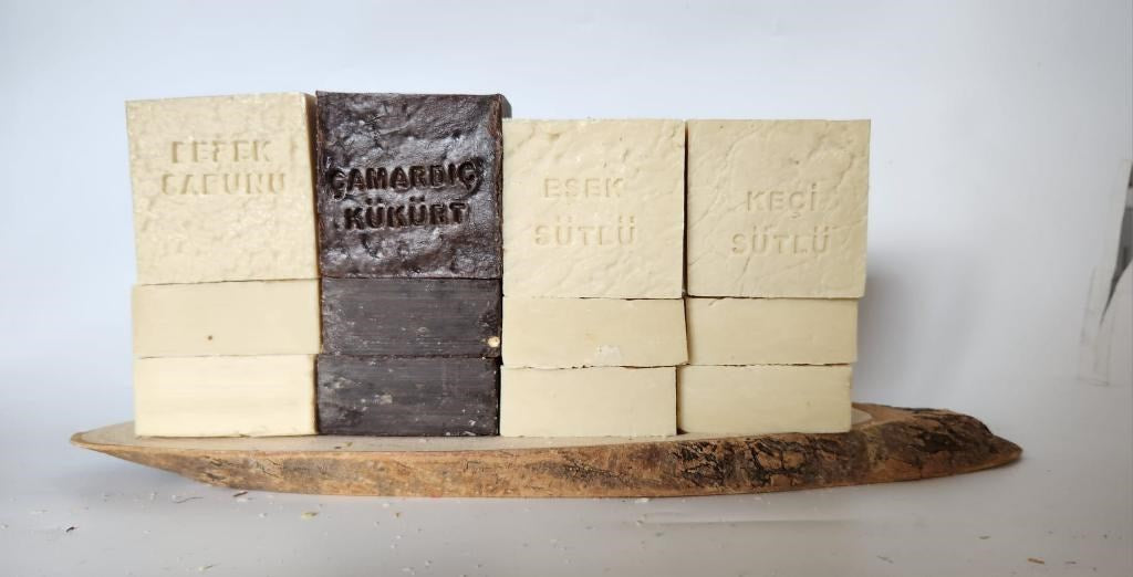 Doðal Üretim Sabunu Karýþýk (Çam Ardýç Kükürt-Bebek-Eþek Sütlü-Keçi Sütlü)16'lý Set