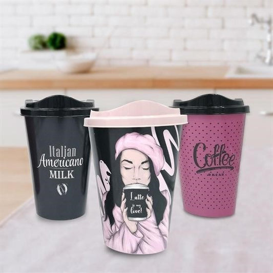 BUFFER® 3 Adet Kahve Bardaðý Seti Dekoratif Plastik Kahve Muhafaza Bardaðý