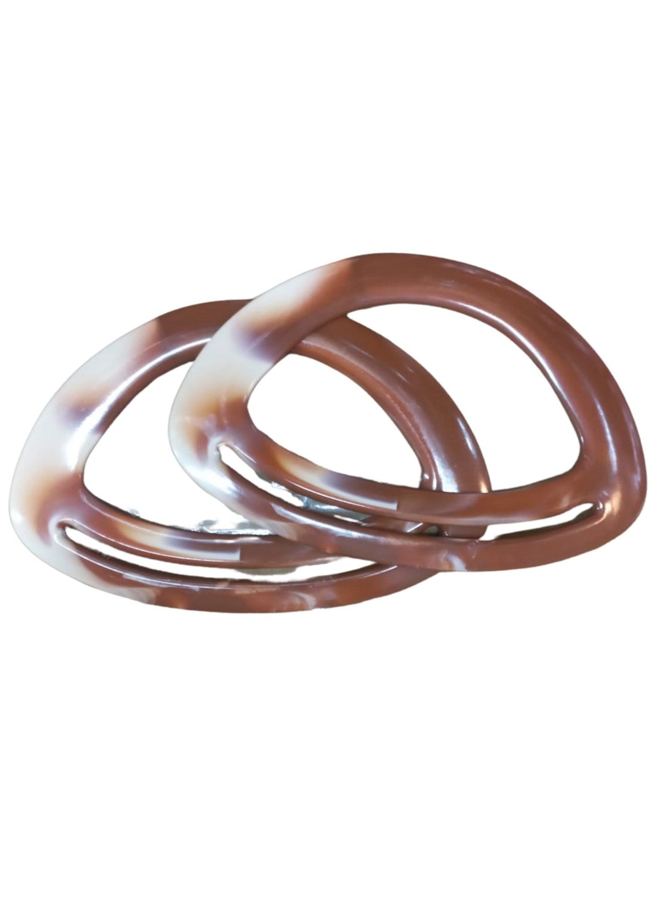 Çanta Sapý Oval Kahverengi-Beyaz 18 cm