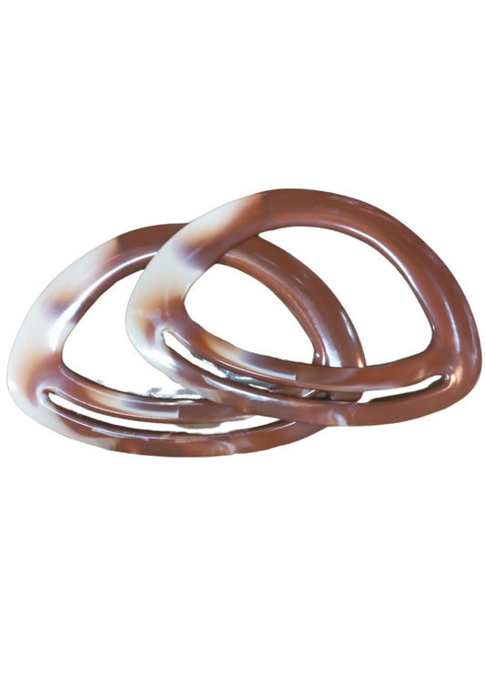 Çanta Sapý Oval Kahverengi-Beyaz 18 cm