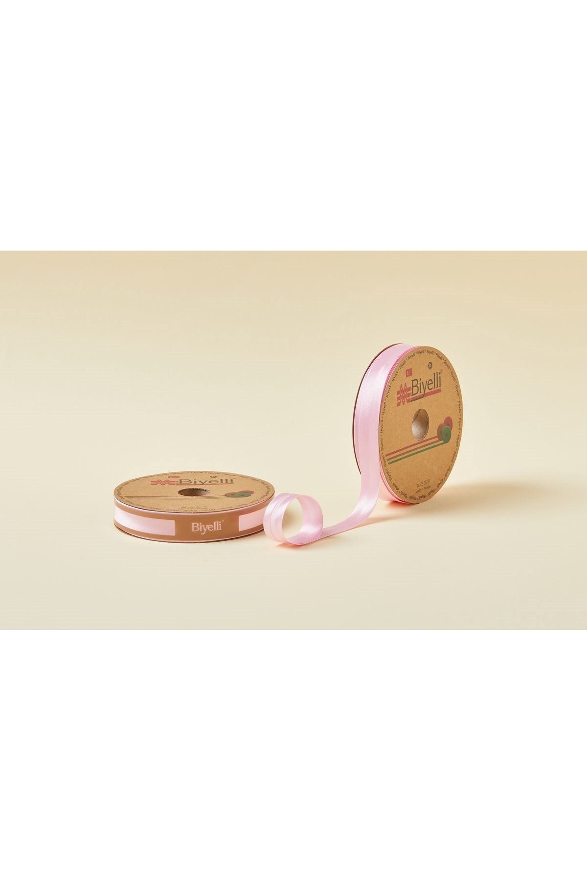 Biye Saten Katlý 007 Pembe 2 cm 25 Metre %100 Polyester