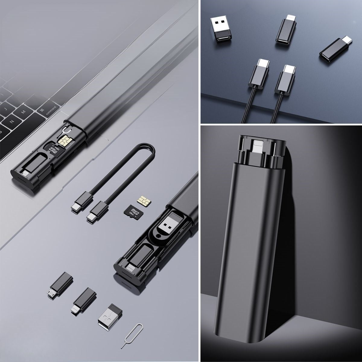 BUFFER® Cep Tipi 60W Bas Aç Type-C,Ýphone Þarj,Micro USB Hýzlý Þarj Data Kablo Seti