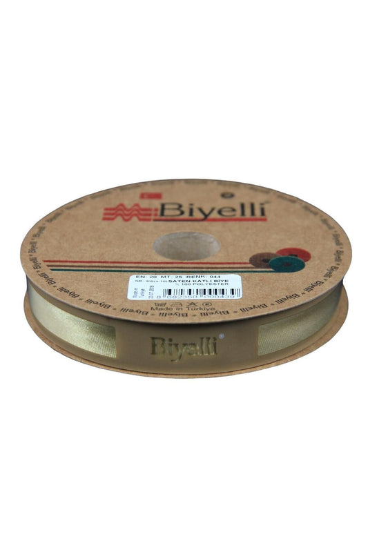 Biye Saten Katlý 044 Yað Rengi 2 cm 25 Metre %100 Polyester