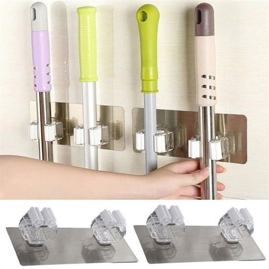 BUFFER® Pratik Organizer 4lü Yapýþkanlý Fýrça Paspas Mop Fýrça Sabitleyici Ergonomik Alet Aparatý