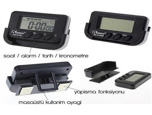 BUFFER® Ev ve Araç Tipi Dijital Saat Kronometreli Alarmlý Pilli Saat